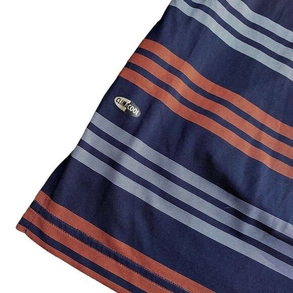 Adidas Golf Polo Shirt Mens Striped ClimaCool Athletic Casual Blue Orange Size L - Picture 5 of 6